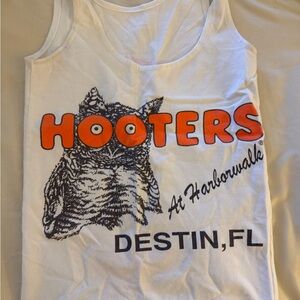 Hooters Cat Tank Top - White with Orange Logo